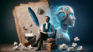 Comparison between a human writer and Sudowrite's AI-assisted writing output.