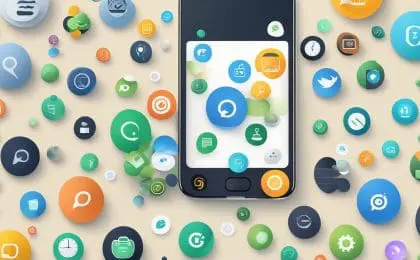 A smartphone displaying 47 task icons with the ChatGPT logo, surrounded by floating clocks ticking in fast motion